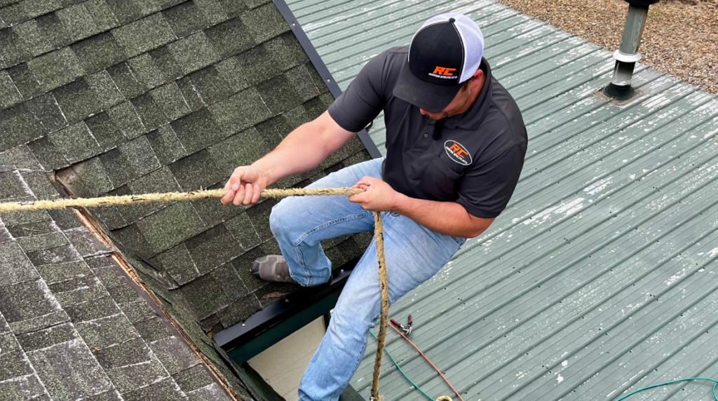 Josh doing a roof inspection in spokane