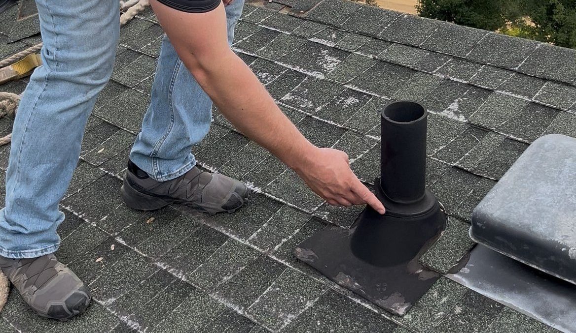 Spokane roof repair, cracked pipe boot before replacement