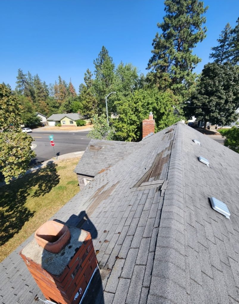 wind damage on a roof in spokane