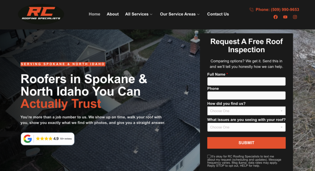 Rc roofing specialists website