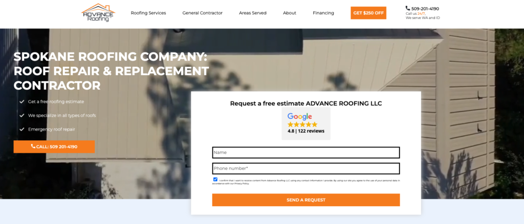 Advance Roofing LLC website
