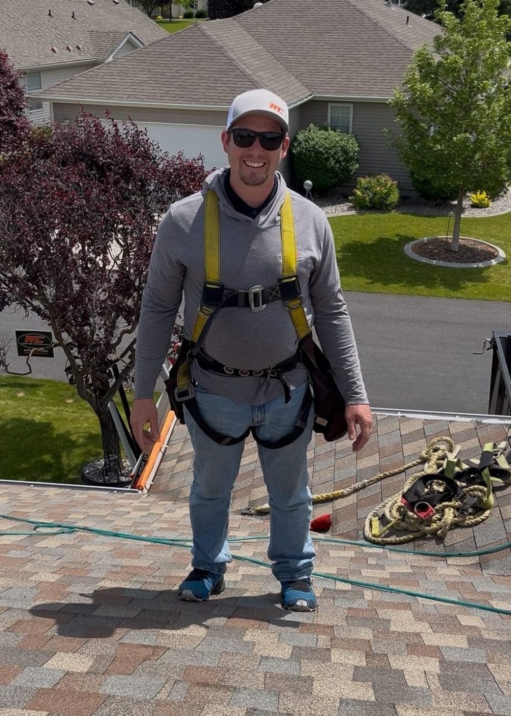 Josh from RC Roofing working on roof replacement